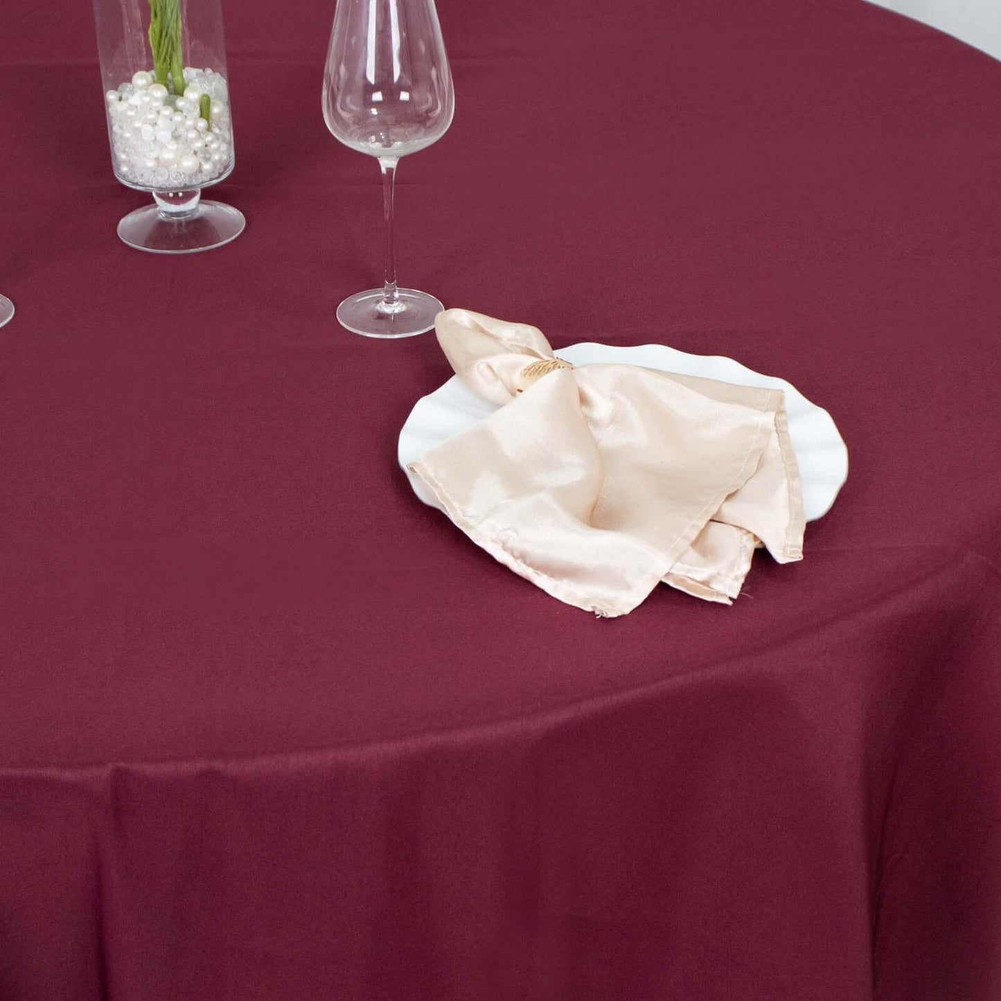 Premium Polyester 90" Round Tablecloth Burgundy - Stain and Wrinkle-Resistant Design with 220GSM Thickness Table Cover