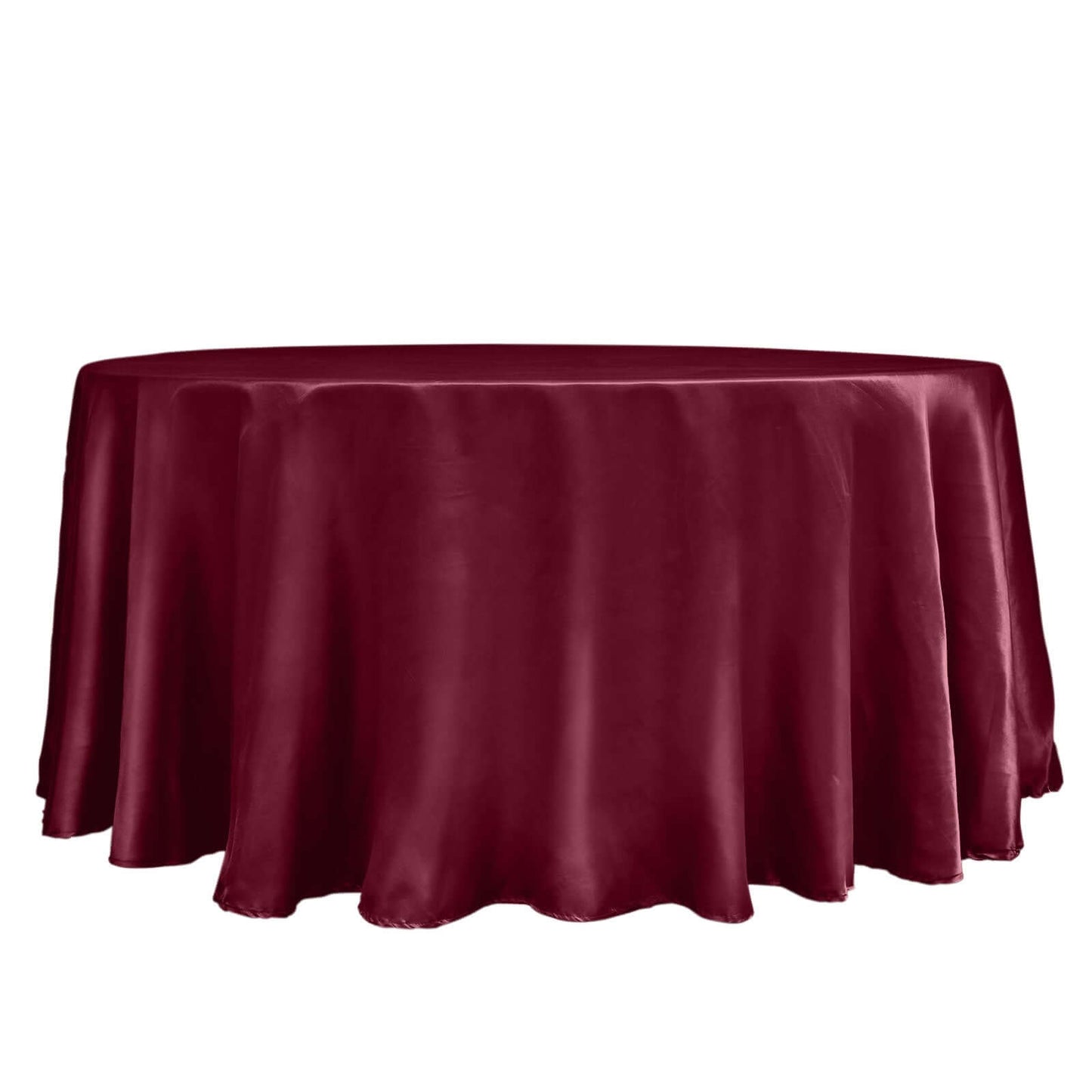 Satin 120" Round Tablecloth Burgundy - Stylish Seamless Table Cover