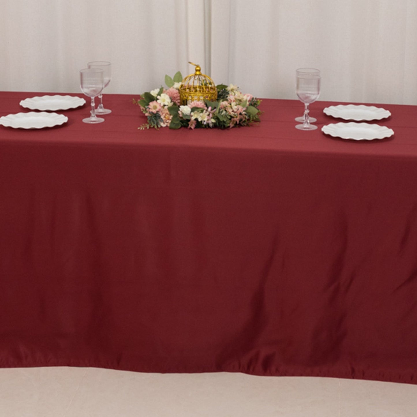 Lamour Satin 90"x156" Rectangle Tablecloth Burgundy - Luxurious, Soft Seamless Table Cover