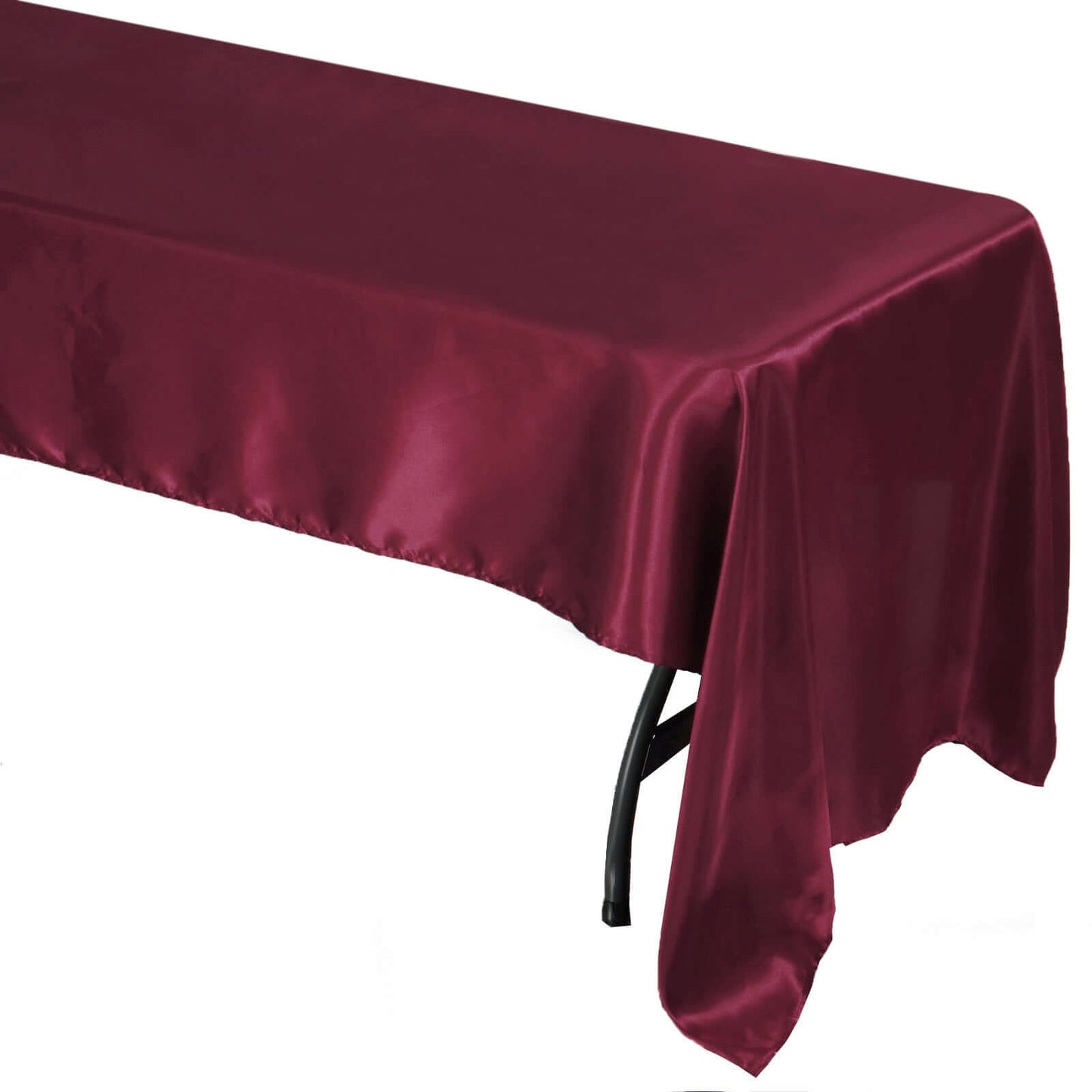 Satin Rectangular 60"x126" Tablecloth Burgundy - Smooth and Lustrous Table Cover