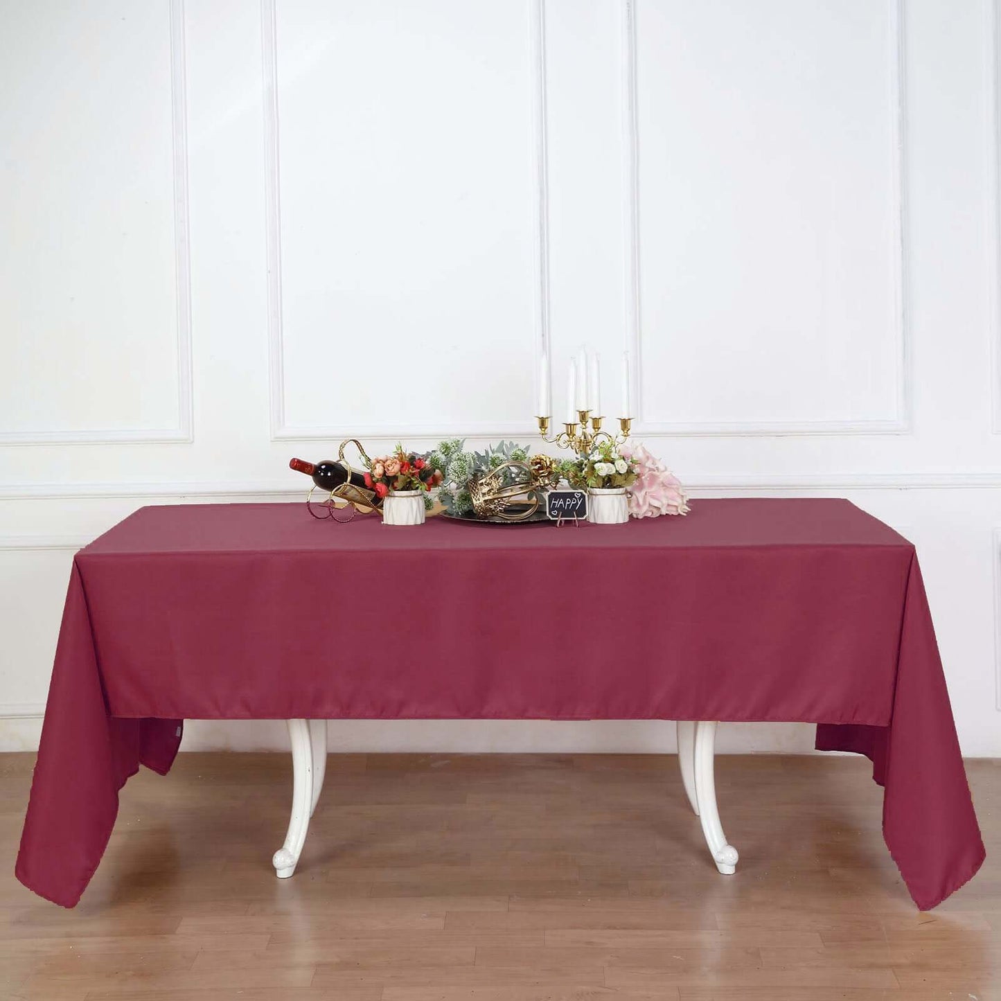 Polyester 60"x126" Rectangle Tablecloth Burgundy - Wrinkle-Resistant Table Cover
