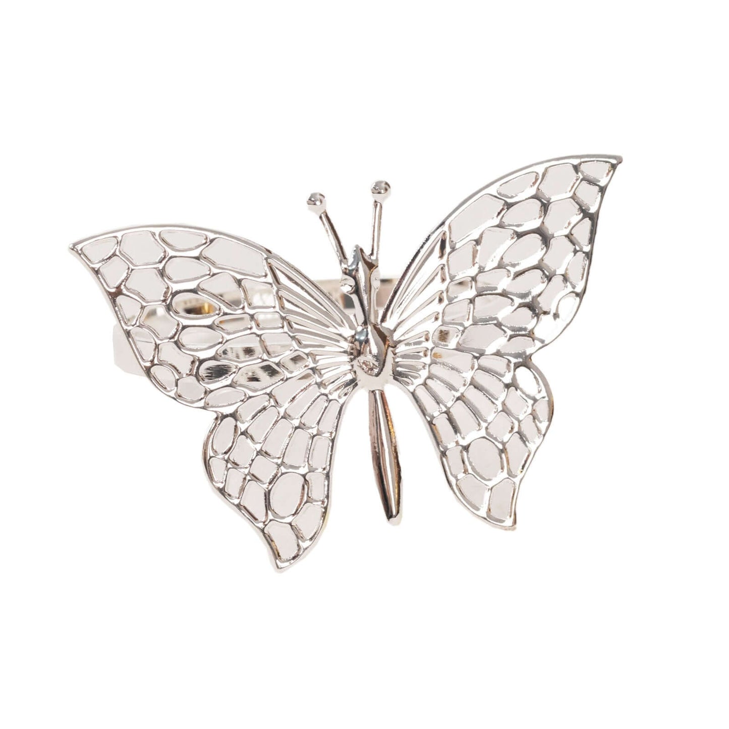 4 Pack Silver Metal Butterfly Napkin Rings, Decorative Laser Cut Cloth Napkin Holders