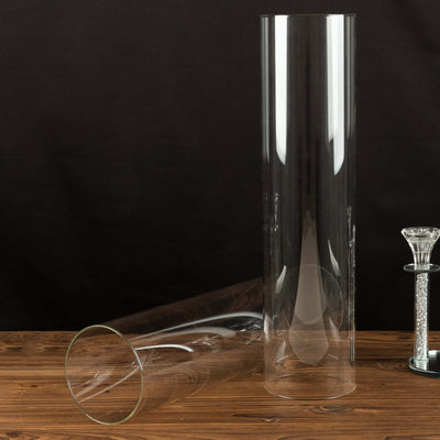 2-Pack Clear Glass Candelabra Shades Open End Hurricane Design - Stylish Table Centerpiece 20"