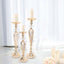 Set of 3 Metal Pedestal Stands with Crystal Ball Flower Bowl Design Gold - Pillar Candle Holders 20", 23", 25"