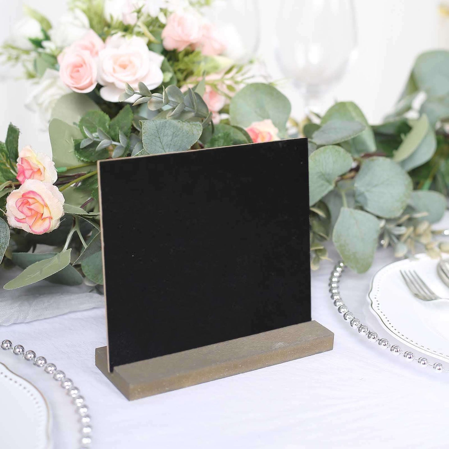 6-Pack Mini Table Chalkboard Signs Rustic Wood Base Stands - Perfect for Weddings and Parties 6"