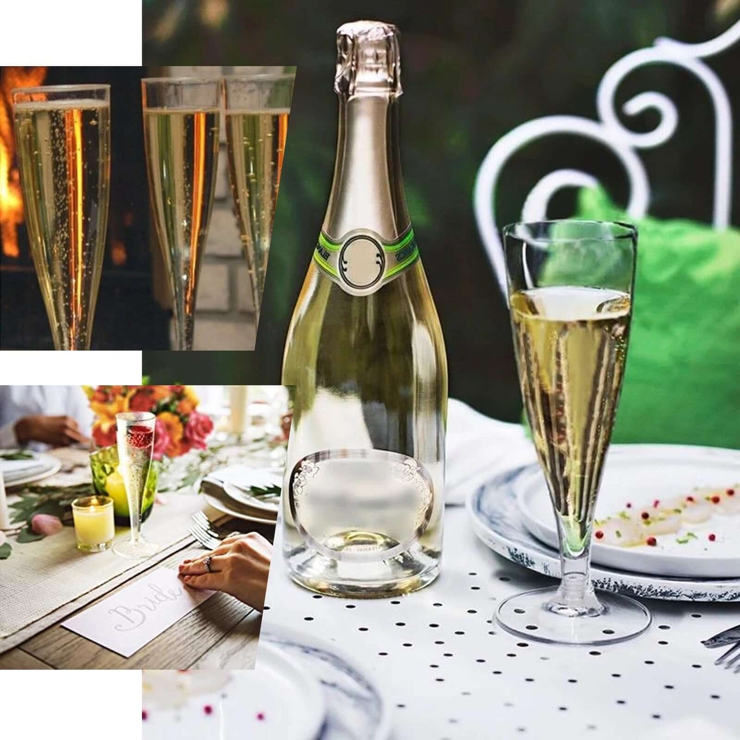 12-Pack Plastic Champagne Flutes Hollow Stem Clear - Lightweight Disposable Glasses for Toasts 5oz