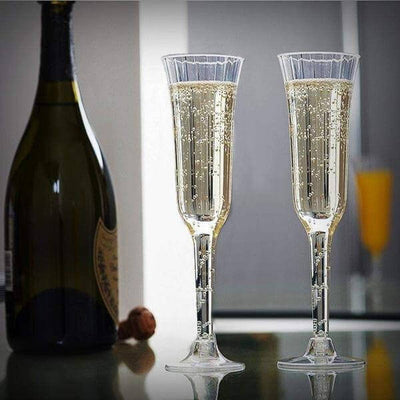 12-Pack Plastic Champagne Flutes Clear Flared Design - Lightweight Disposable Toasting Glasses 6oz