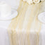 Sheer Crinkled Organza 9ft Table Runner Champagne - Rustic Chiffon Look