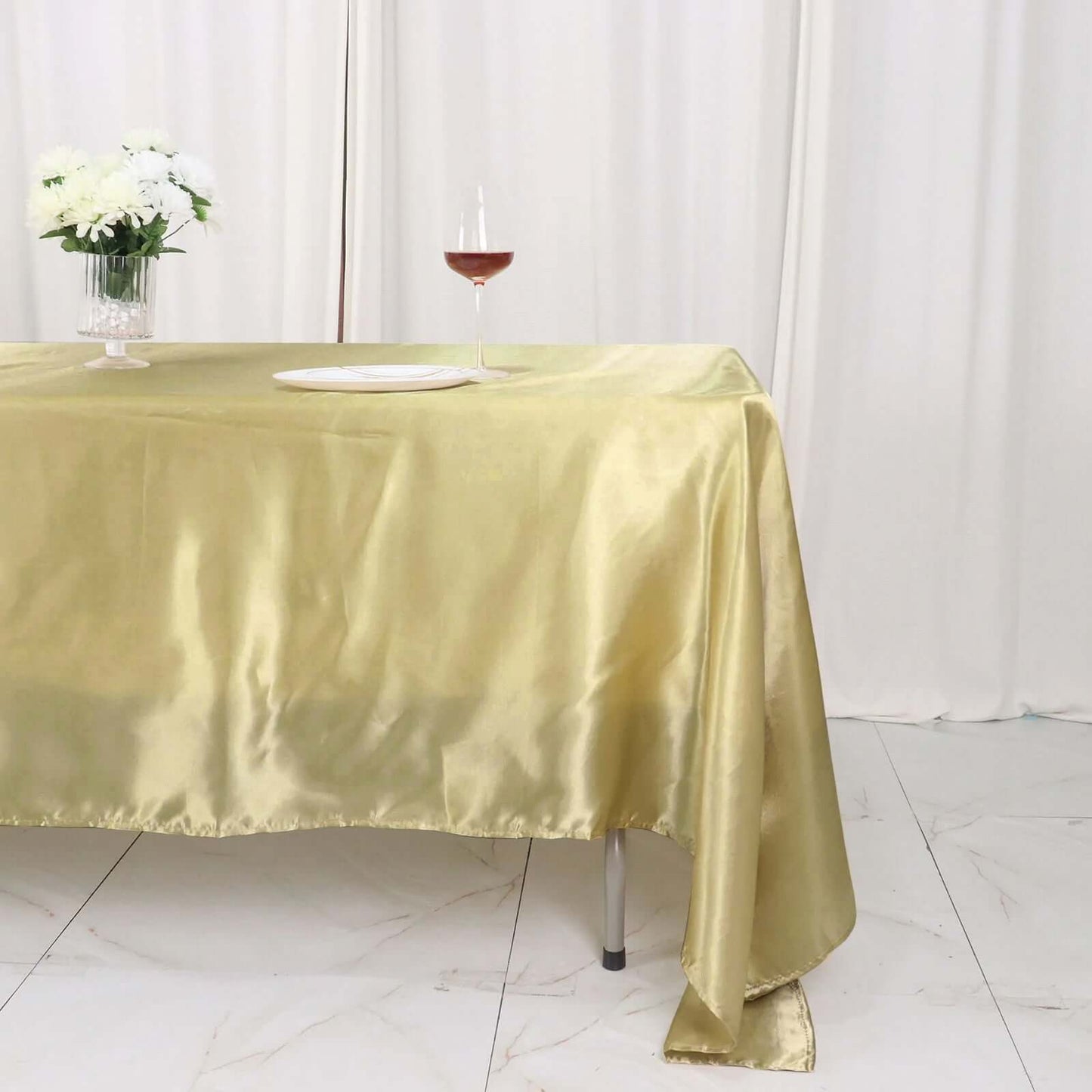 Satin Rectangular 60"x126" Tablecloth Champagne - Smooth and Lustrous Table Cover