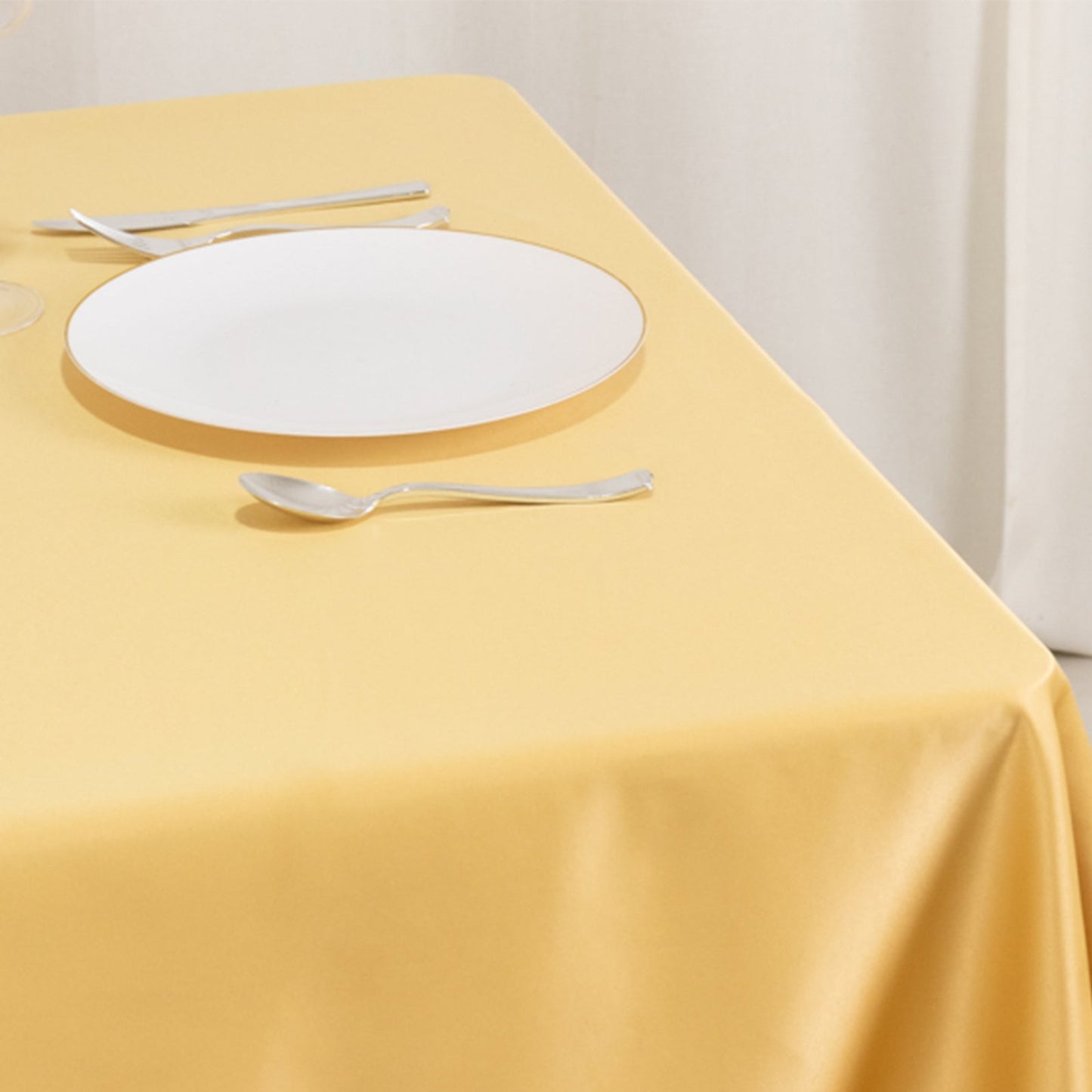 Lamour Satin 54"x54" Table Overlay Square Tablecloth Champagne - Durable & Silk-Like Table Cover