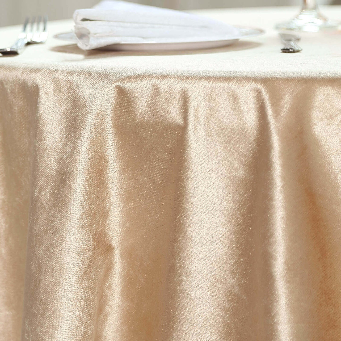 Velvet 72"x72" Table Overlay Square Tablecloth Champagne - Premium Soft Finish Table Topper