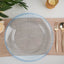 6-Pack Acrylic Round Charger Plates 13" in Transparent Dusty Blue with Beaded Rim, Decorative Dinner Party Serving Plates