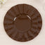 10-Pack Plastic 9" Round Dinner Plates in Cinnamon Brown Ruffled Rim with Gold Edging - Sturdy Disposable Dinnerware