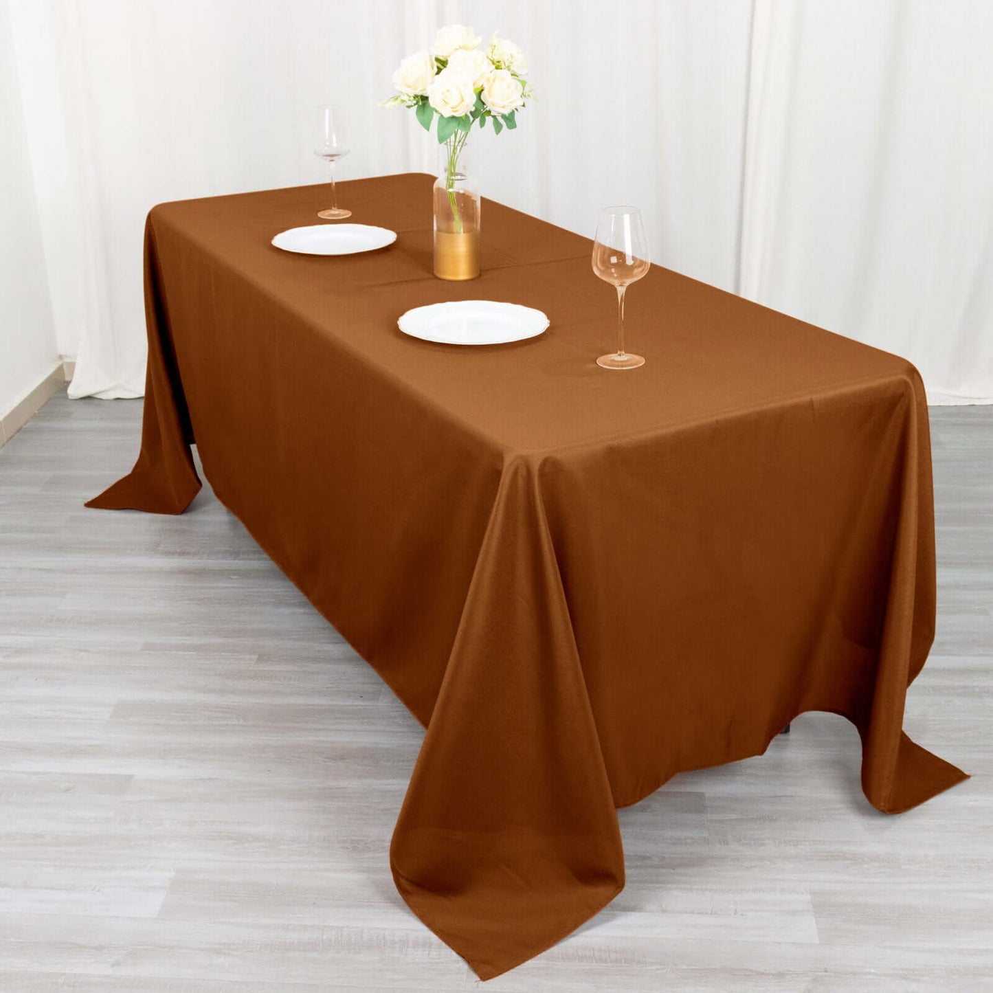 Polyester 72"x120" Rectangle Tablecloth Cinnamon Brown - Durable and Stylish Table Cover