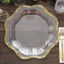 6-Pack Acrylic Plastic Hexagon Charger Plates 13" in Clear with Gold Baroque Scalloped Rim, Exquisite Dinner Serving Plates