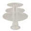 Set of 3 Plastic Round Pedestal Cake Stands Clear for Tea Parties Dessert Buffets & Banquets 9", 11", 15"