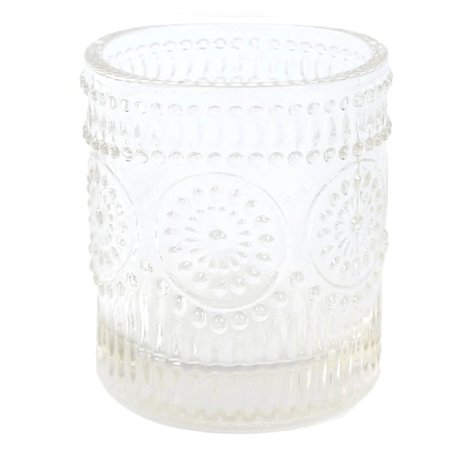 6-Pack Clear Glass Votive Tealight Holders - Stylish Primrose Design for Weddings & DÃ©cor
