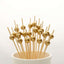 100-Pack Bamboo Cocktail Picks Gold Pearl Decorative Top Design - Eco Friendly Stir Sticks 4.5"