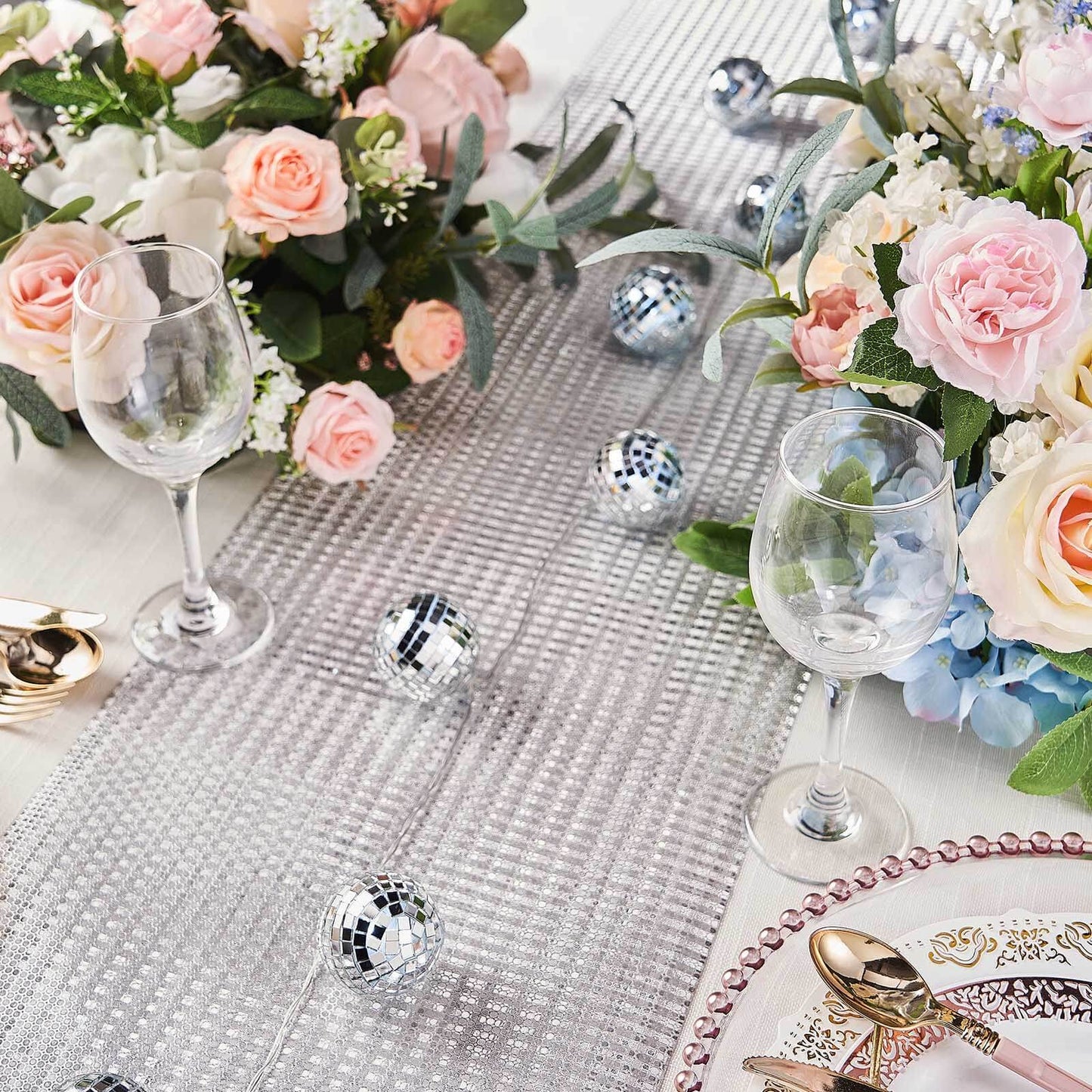 10 LED String Light Garland Silver Disco Mirror Ball Cool White - Battery Operated Decorative Lighting 6ft