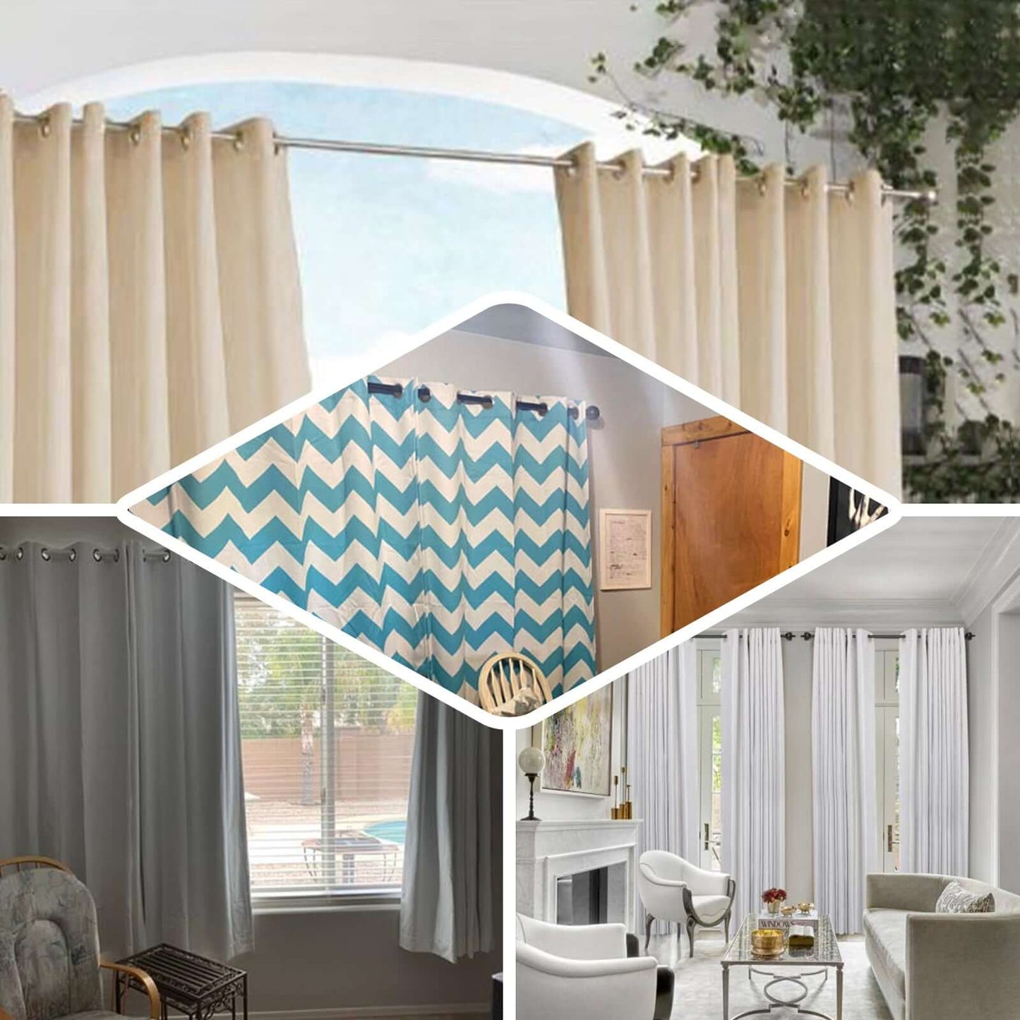 42"-126" Adjustable Curtain Rod Set, Gold, Round Finials