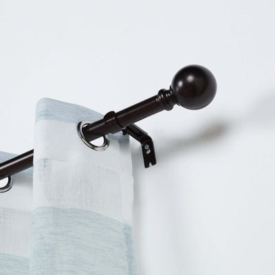 42"-126" Adjustable Curtain Rod Set, Bronze, Round Finials