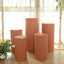 Set of 5 Terracotta (Rust) Spandex Cylinder Pedestal Stand Covers, Stretchable Pillar Prop Covers - 160 GSM