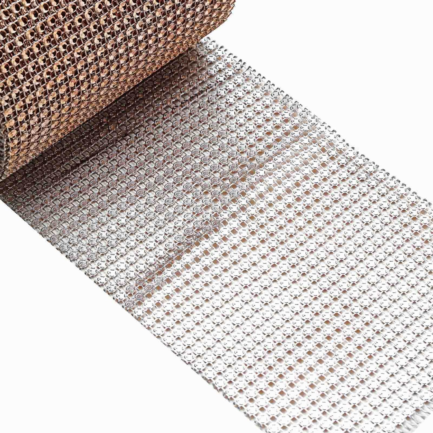 5"x10 Yards Shiny Champagne Diamond Rhinestone Ribbon Wrap Roll, DIY Craft Decor