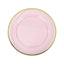 10-Pack Economy Plastic Round Charger Plates 12" in Transparent Blush with Wide Gold Rim, Decorative Dinner Party Serving Plates