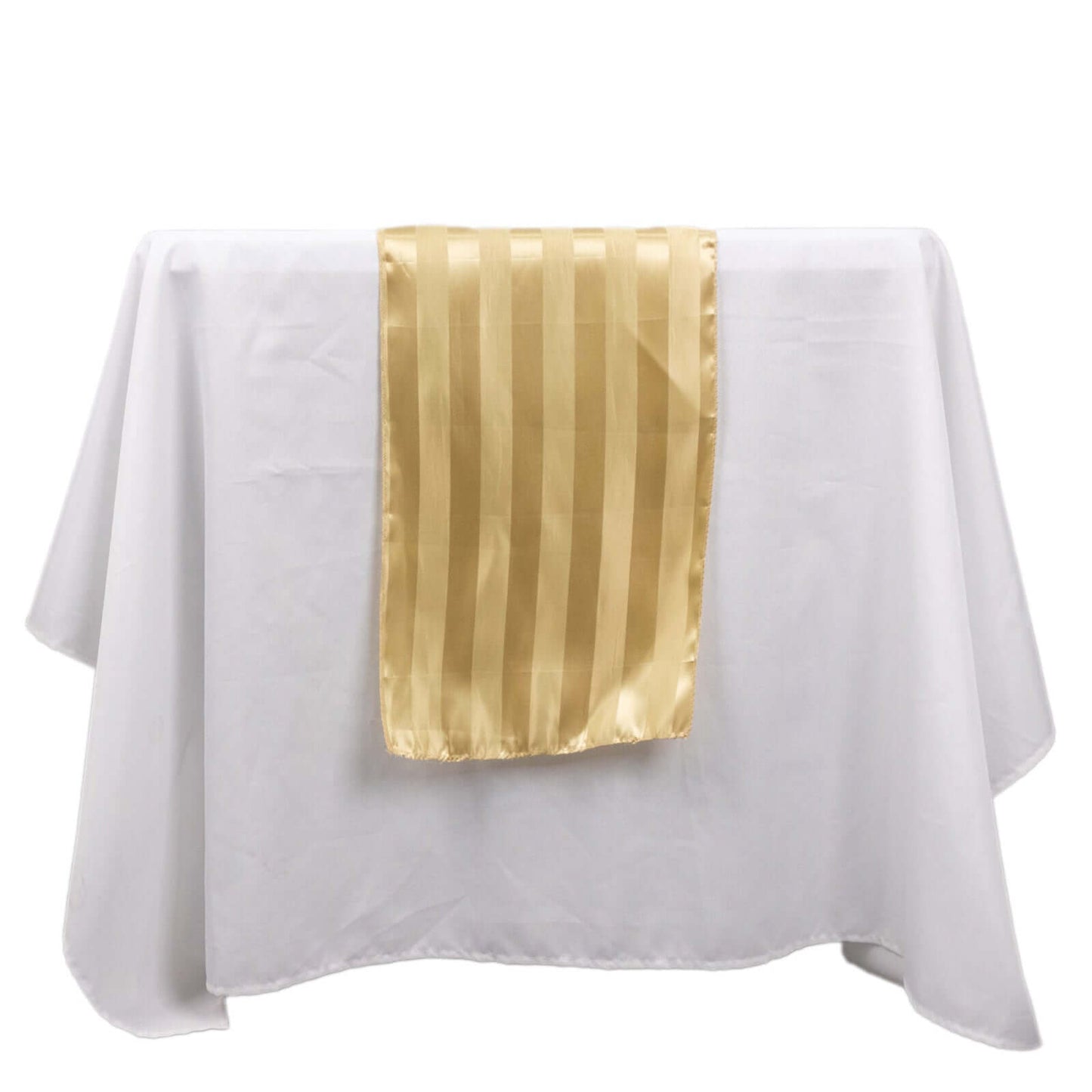 Satin 12"x108" Table Runner Champagne - Stripe Table Decor