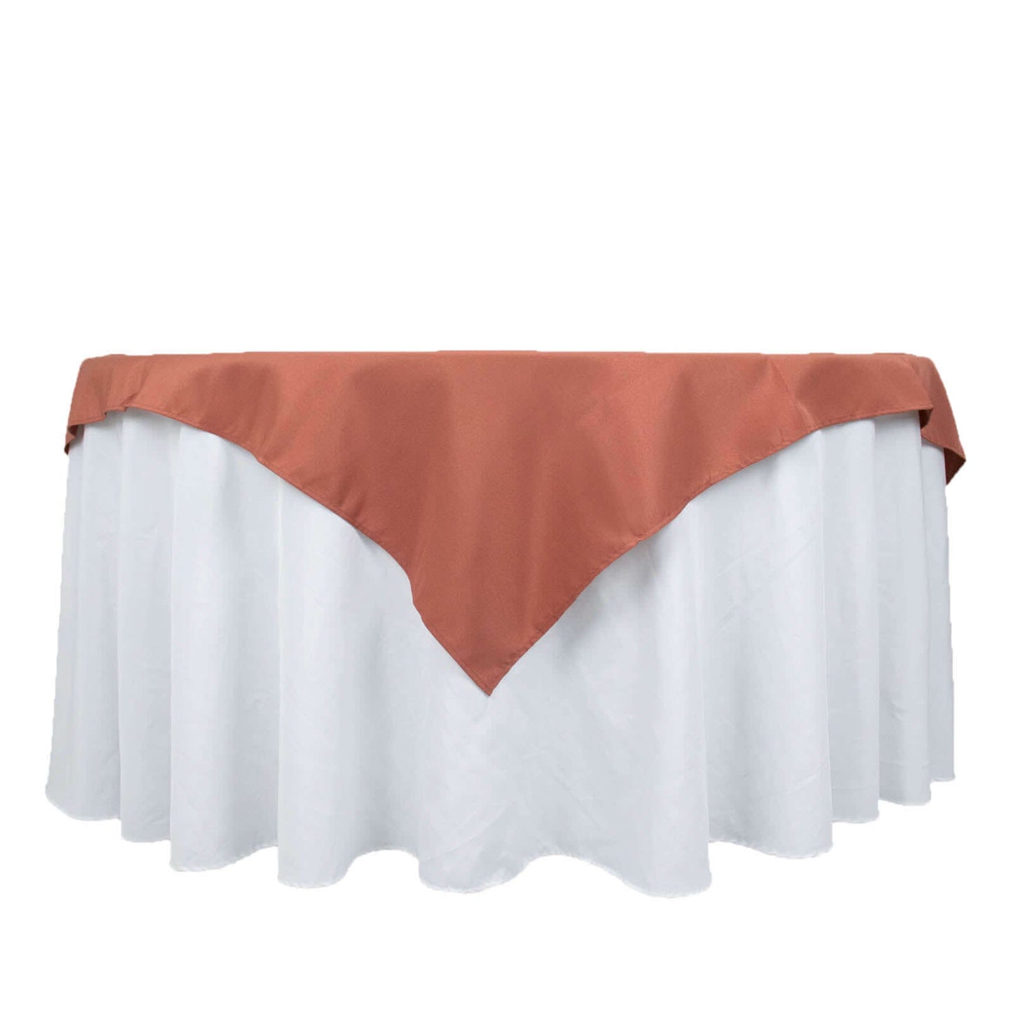 Premium Polyester 54"x54" Table Overlay Square Tablecloth Terracotta (Rust) - Stain and Wrinkle-Resistant 220GSM Table Topper