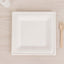 50-Pack Bagasse 10" Square Dinner Plates in White with Wide Rim - Eco Friendly Biodegradable Sugarcane Party Plates for Events