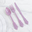 72 Pcs Plastic Silverware Set in Baroque Style Lavender Lilac - Heavy Duty Disposable Knife, Fork, and Spoon Set