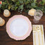 10-Pack Plastic 10" Round Dinner Plates in White with Blush Blossom Design & Gold Edging - Disposable Party Plates