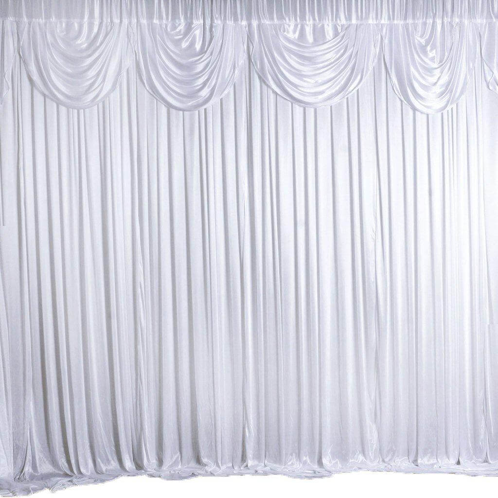 20ftx10ft White Premium Double Drape Satin Event Curtain Drapes, Glossy Photo Backdrop Event Panel