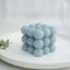 2-Pack Decorative Paraffin Wax Candles Bubble Cube Design Dusty Blue - Unscented Long Burning Pillar Candle Set 2"