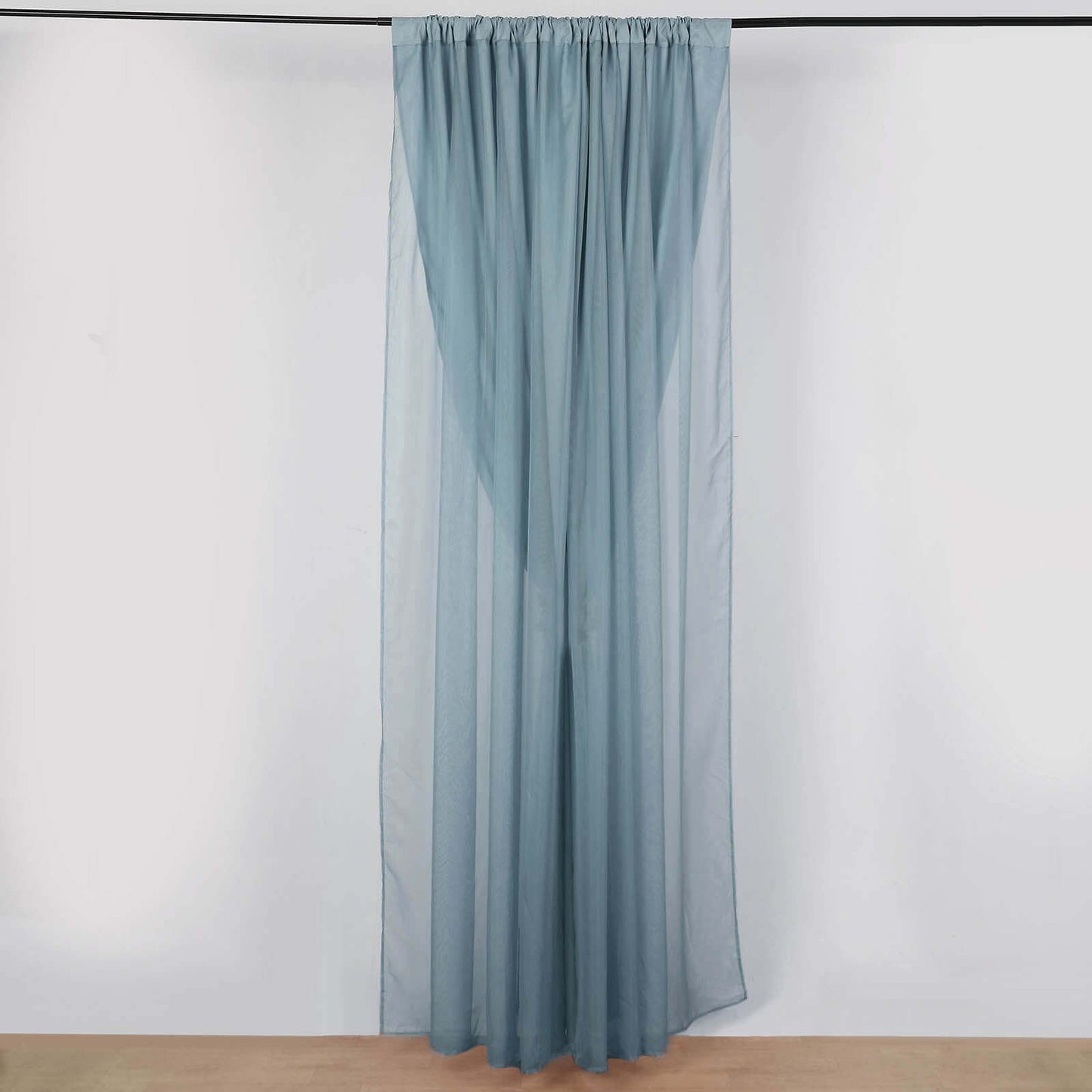 Dusty Blue Chiffon Polyester Event Curtain Drapes, Dual Layer Divider Backdrop Curtain Panels with Rod Pockets - 10ftx10ft