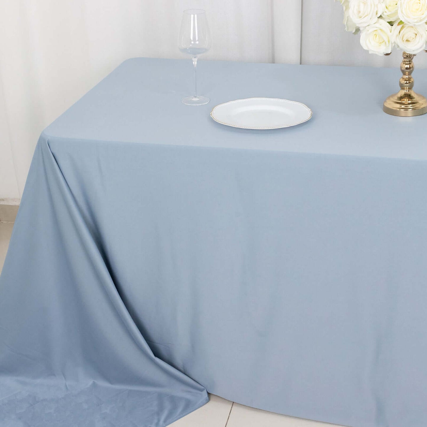 Scuba Rectangular 90"x156" Tablecloth Dusty Blue - Wrinkle Free, Stain Resistant & Seamless Table Cover