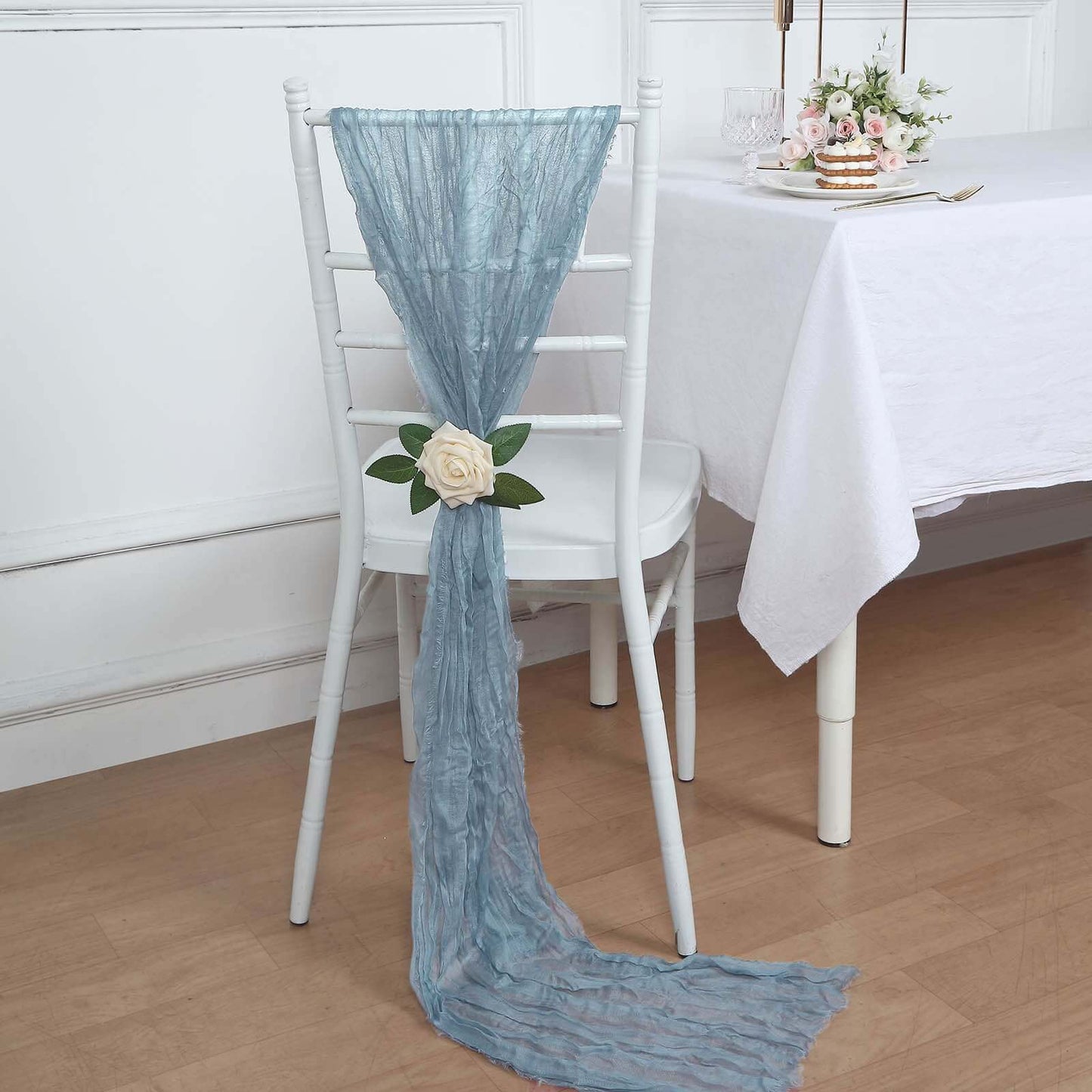 5 Pack Cheesecloth Gauze 16"x88" Chair Sashes Dusty Blue - Boho Chair Decorations