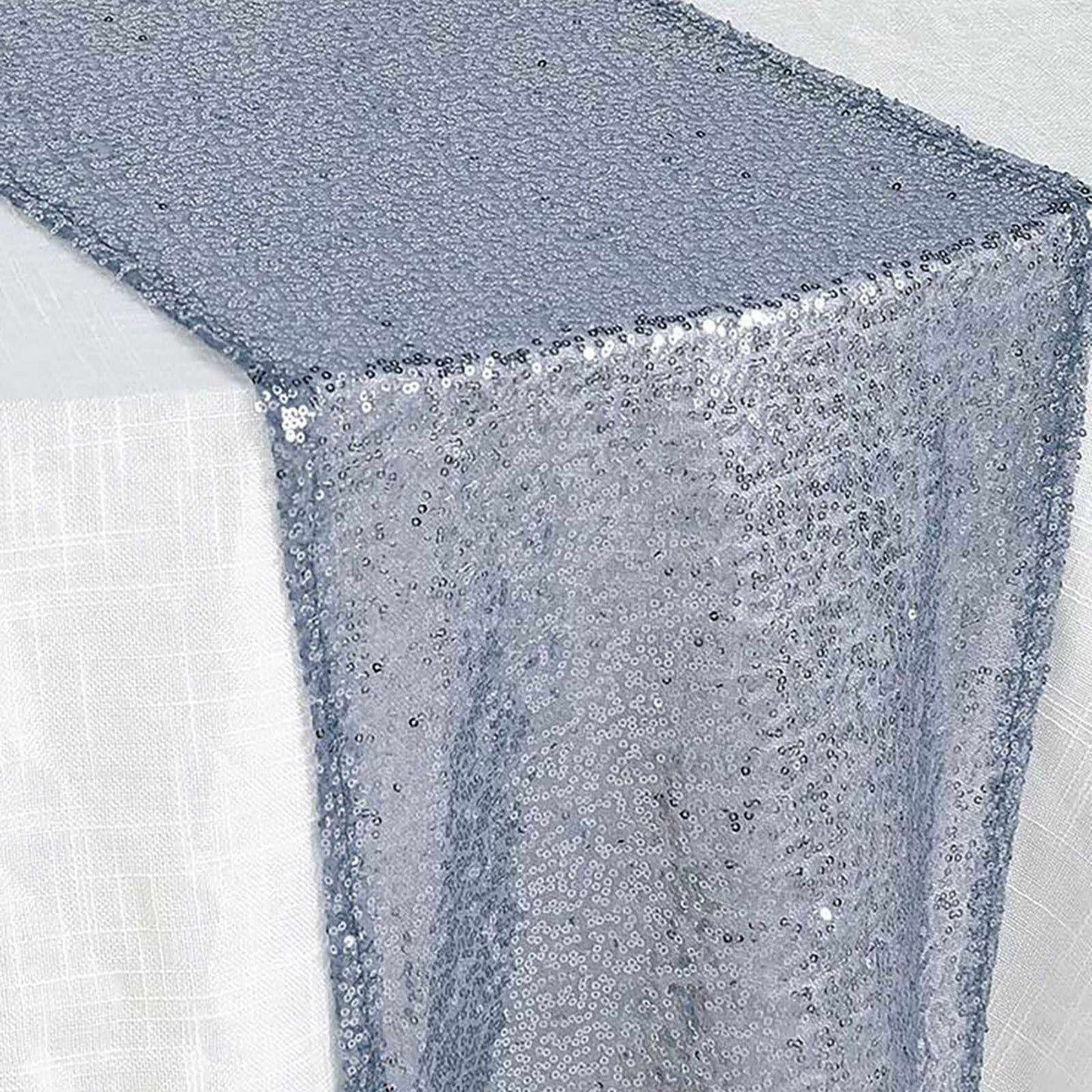 Sequin 12"x108" Table Runner Dusty Blue - Glittering Design