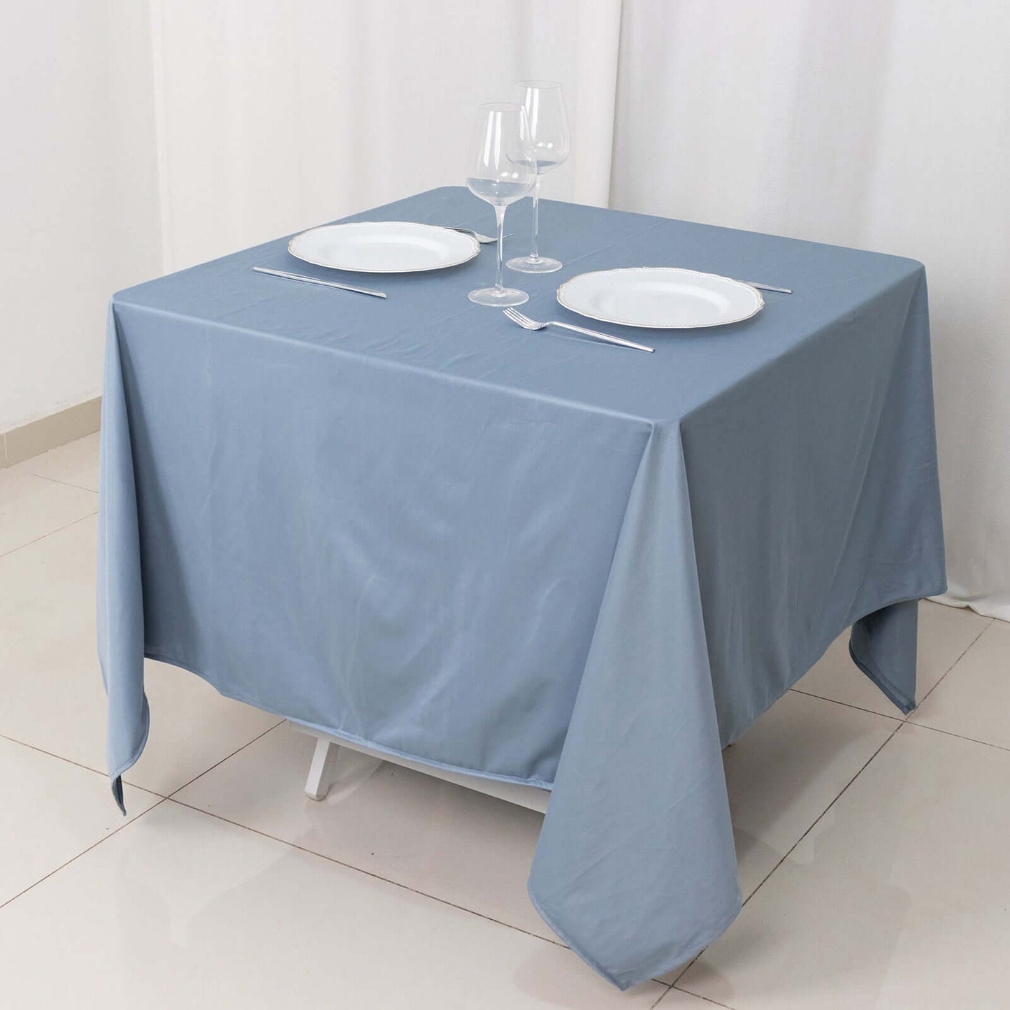 Scuba Square 70"x70" Tablecloth Dusty Blue - Wrinkle Free & Stain Resistant Table Cover