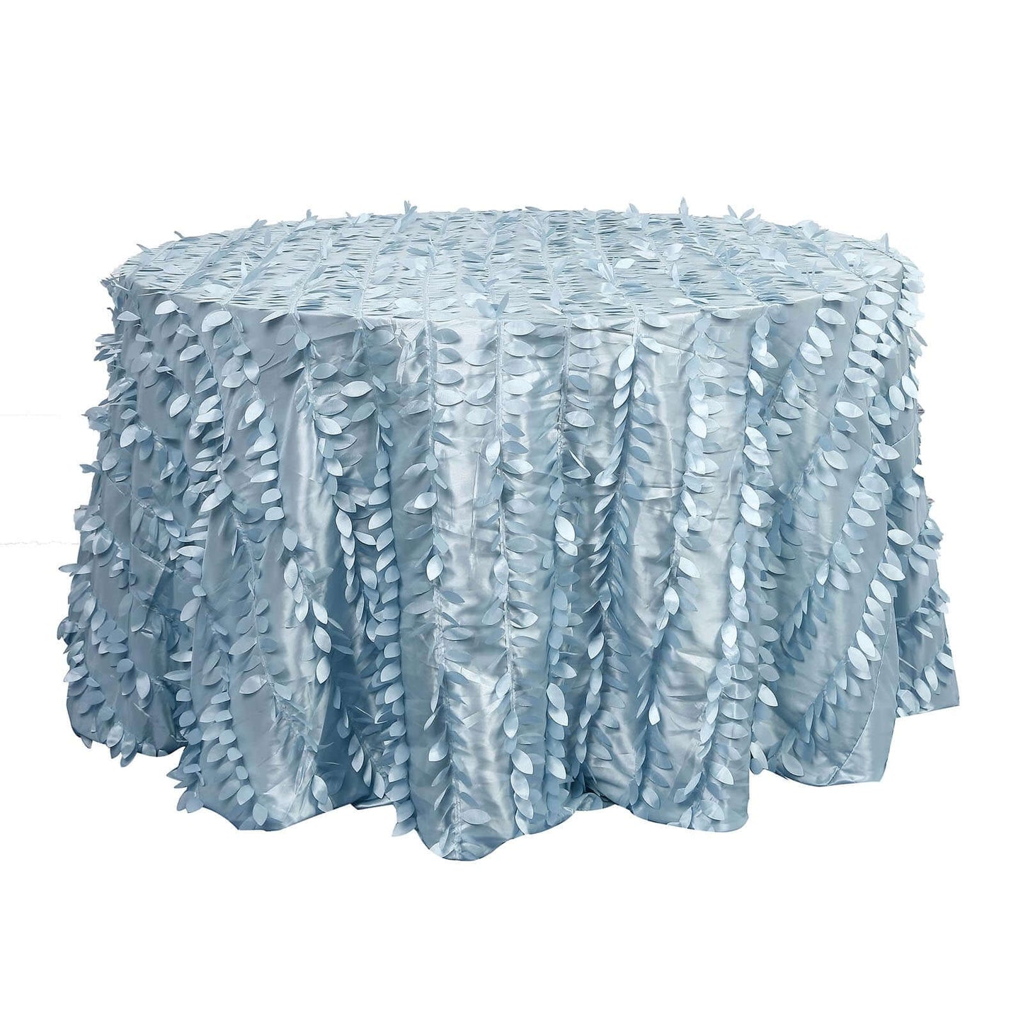Taffeta 120" Round Tablecloth Dusty Blue | 3D Leaf Petal Design Seamless Table Cover