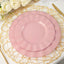 10-Pack Plastic 9" Round Dinner Plates in Dusty Rose Ruffled Rim with Gold Edging - Sturdy Disposable Dinnerware