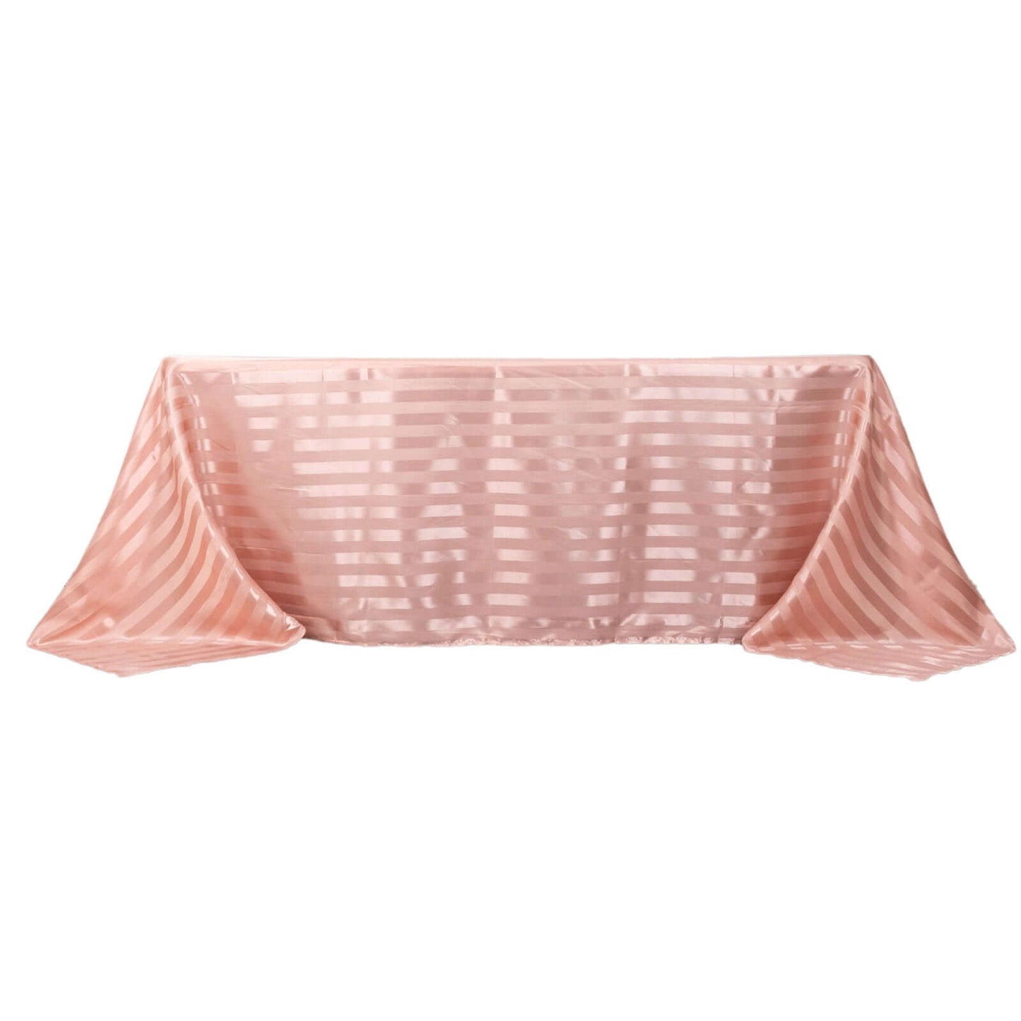 Satin Striped 90"x132" Rectangular Tablecloth Dusty Rose - Seamless Silky Smooth Table Cover