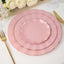 10-Pack Plastic 11" Round Dinner Plates in Dusty Rose Ruffled Rim with Gold Edging - Sturdy Disposable Dinnerware
