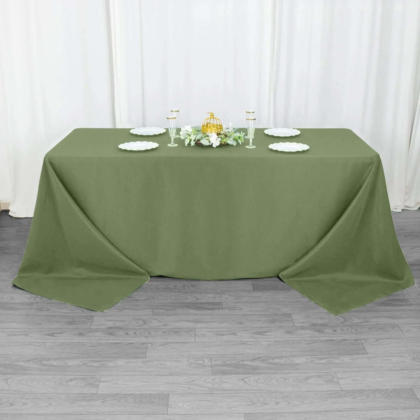Premium Polyester 90"x132" Rectangle Tablecloth Dusty Sage Green - Seamless 220GSM Stain-Resistant Table Cover