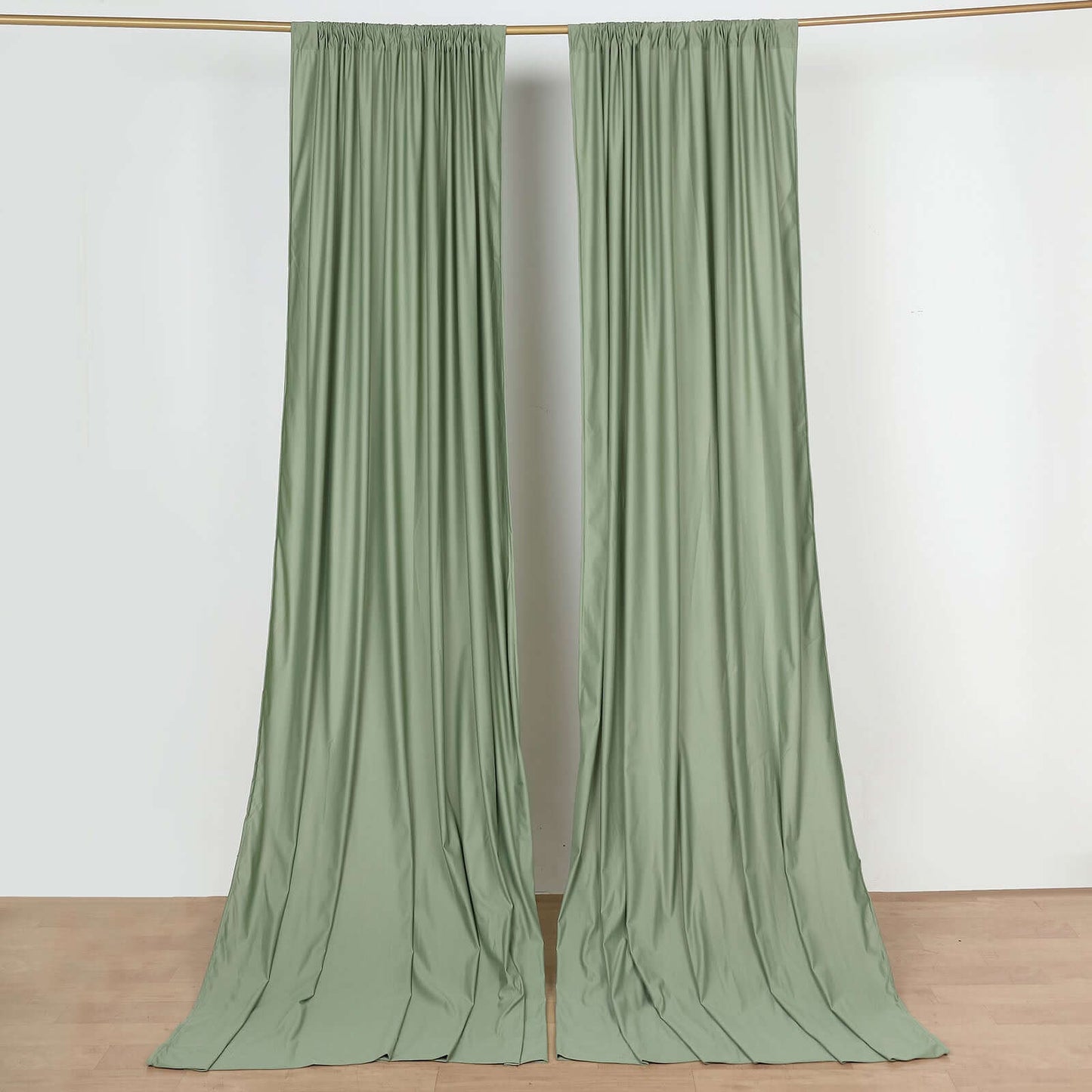 2 Pack Dusty Sage Green Scuba Polyester Event Curtain Drapes, Durable Flame Resistant Backdrop Event Panels Wrinkle Free with Rod Pockets - 10ftx10ft
