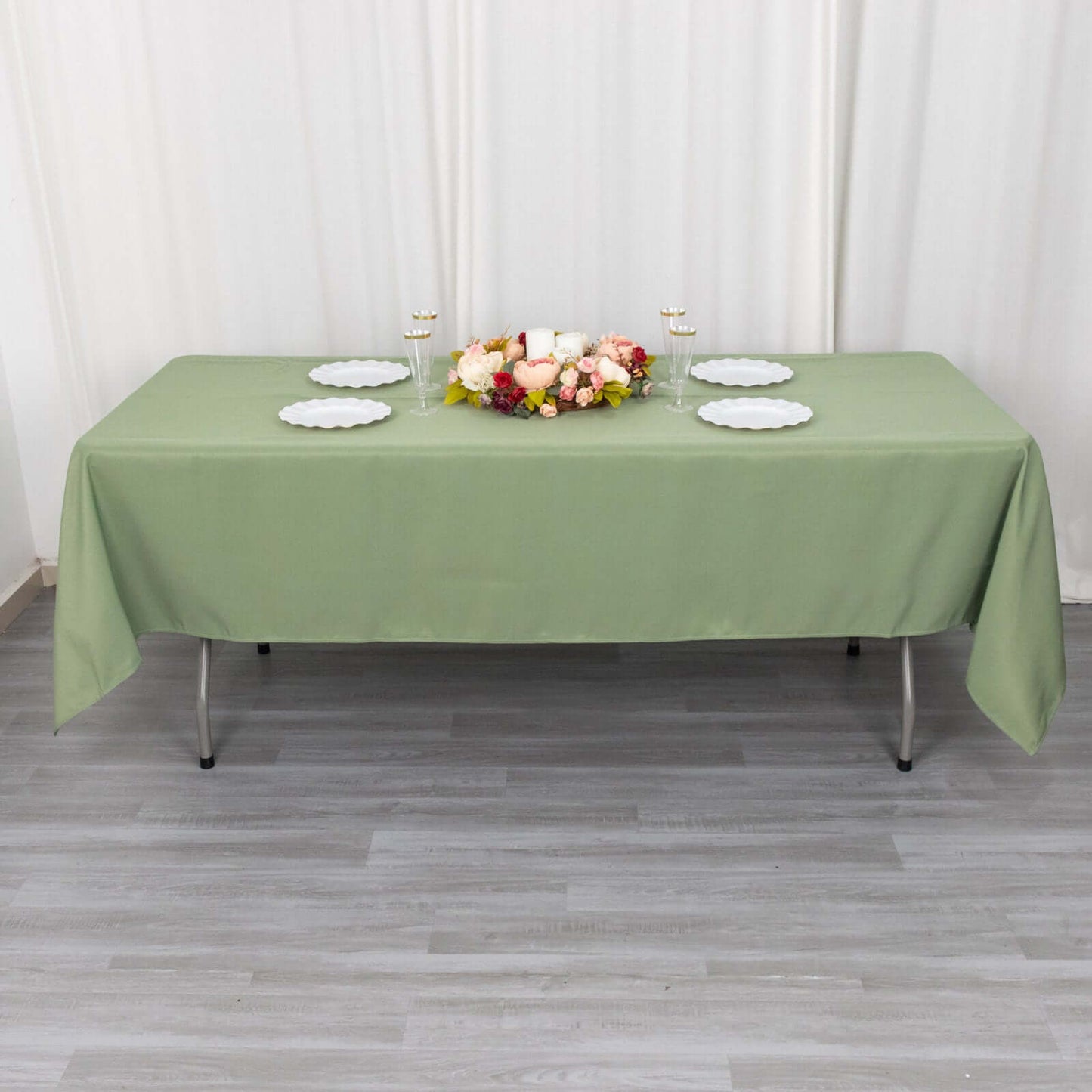 Premium Polyester 60"x102" Rectangle Tablecloth Dusty Sage Green - Durable 220GSM Wrinkle-Resistant Table Cover