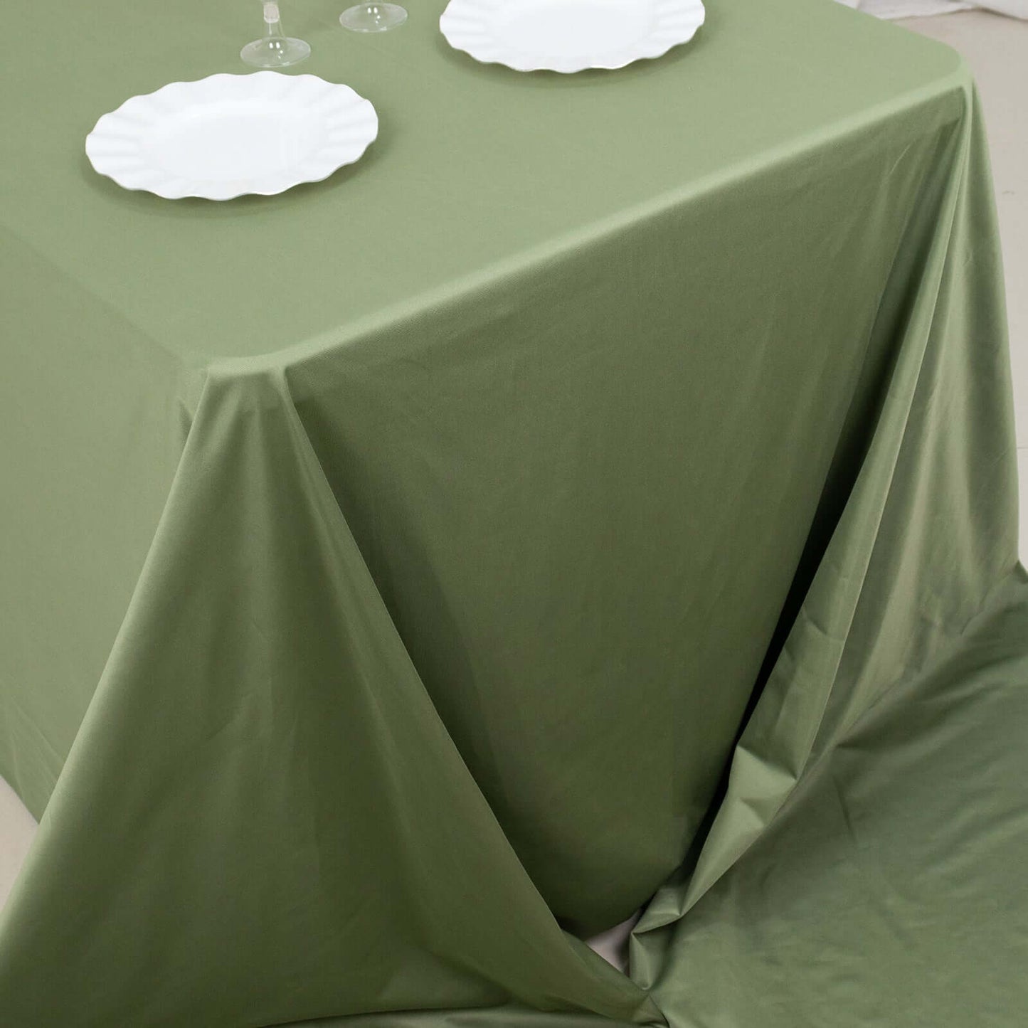 Scuba Rectangular 90"x156" Tablecloth Dusty Sage Green - Wrinkle Free, Stain Resistant & Seamless Table Cover