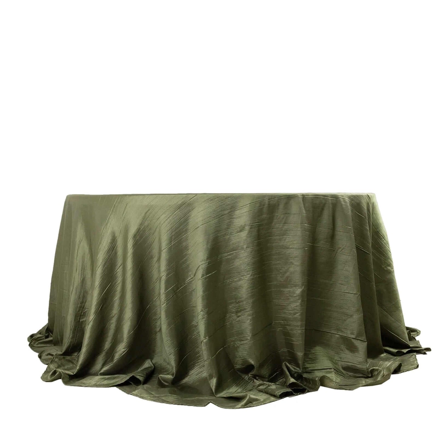 Taffeta 132" Round Tablecloth Dusty Sage Green - Seamless Accordion Crinkle Table Cover