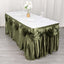 Satin 14ft Table Skirt Dusty Sage Green - Pleated Double Drape Table Cover